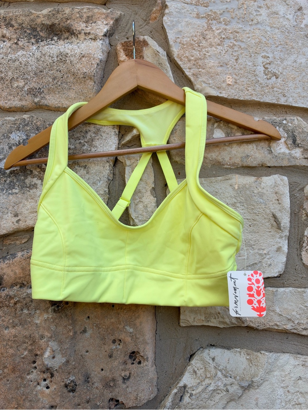 Free People FP Movement "Find Your Way" sports bra in sour citrus yellow. Size s